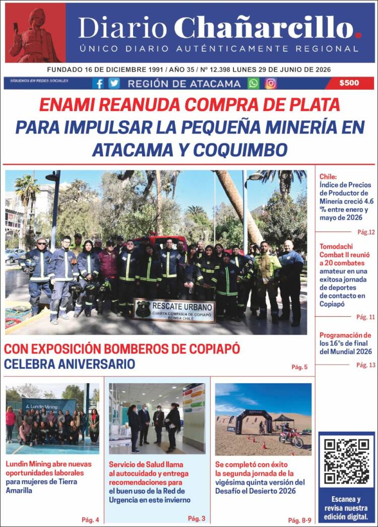 Portada de Diario Chañarcillo (Chile)