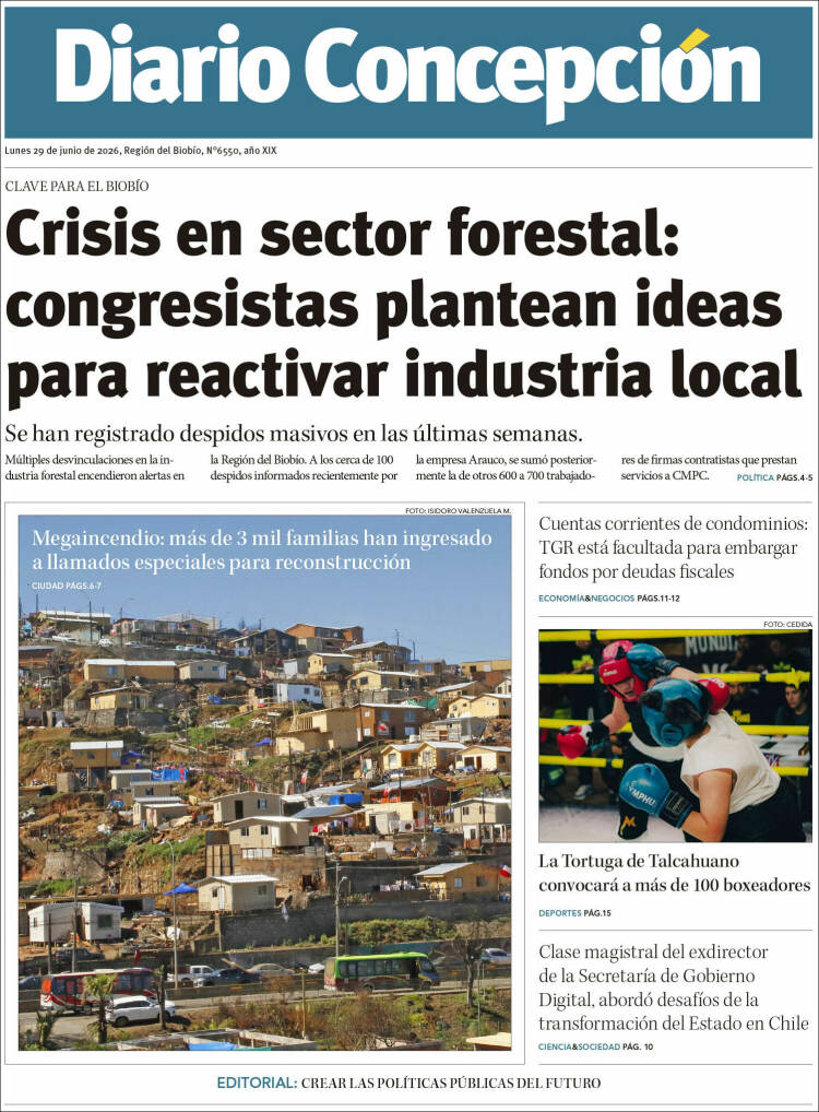Portada de Diario de Concepción (Chile)