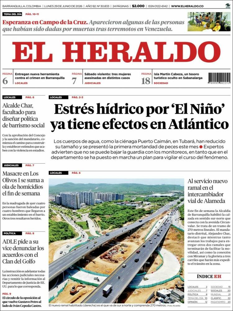 Portada de El Heraldo (Colombia)