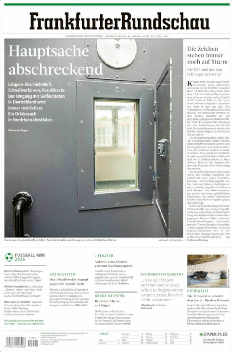 Portada de Frankfurter Rundschau (Alemania)