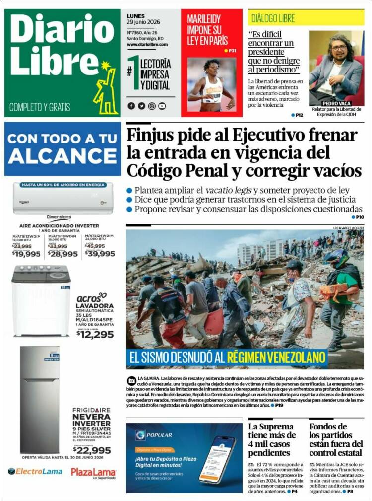 Portada de Diario Libre (R. Dominicana)