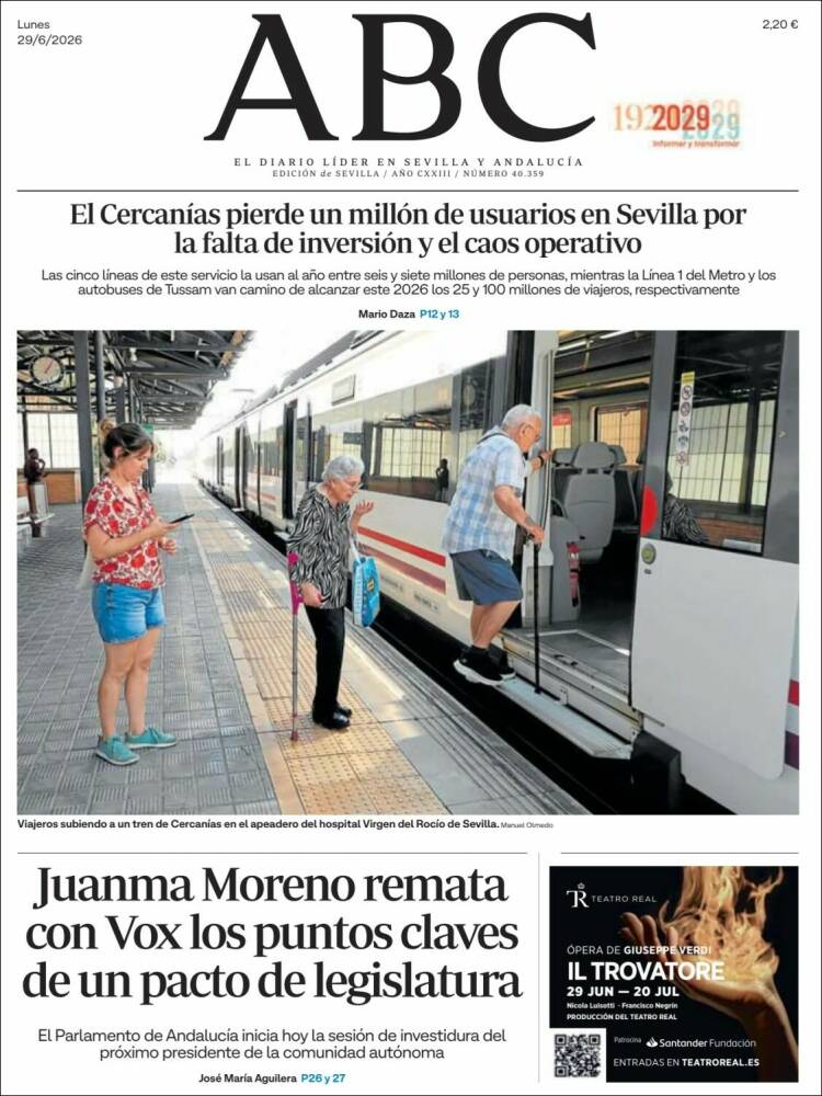 Portada de ABC - Sevilla (Espa&ntilde;a)