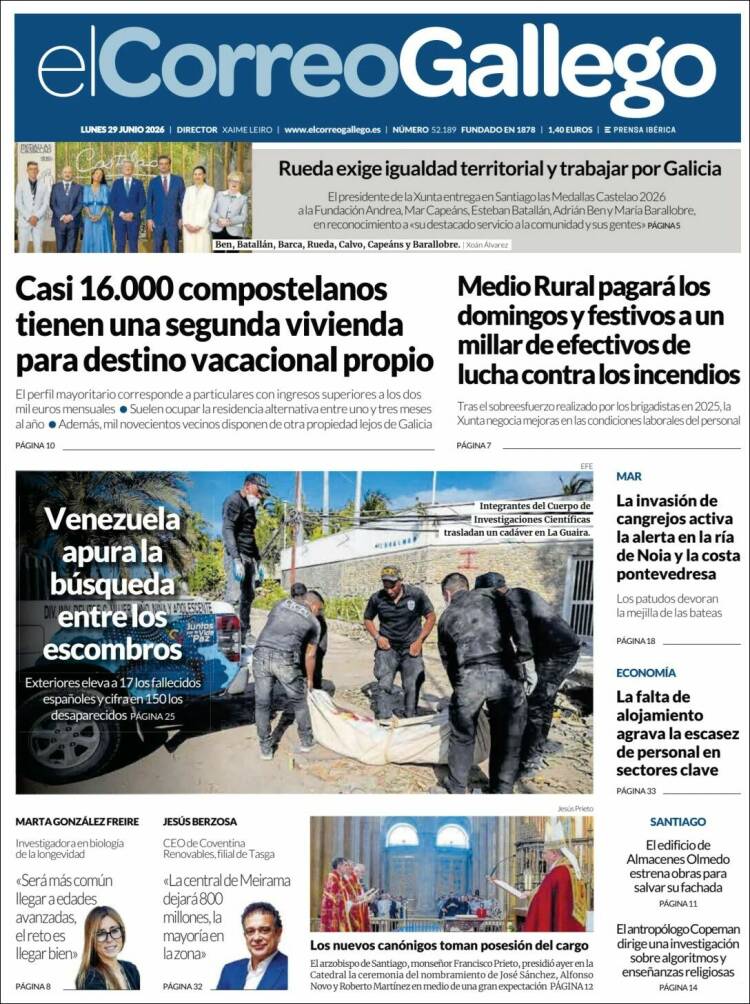 Portada de El Correo Gallego (Espa&ntilde;a)