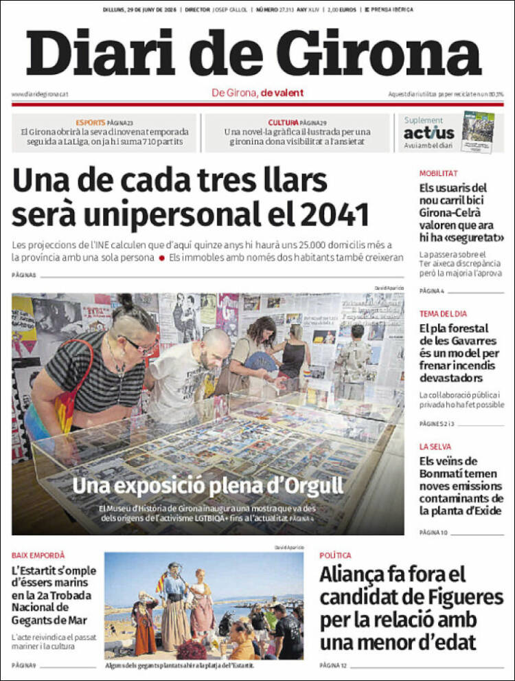 Portada de Diari de Girona (Espa&ntilde;a)