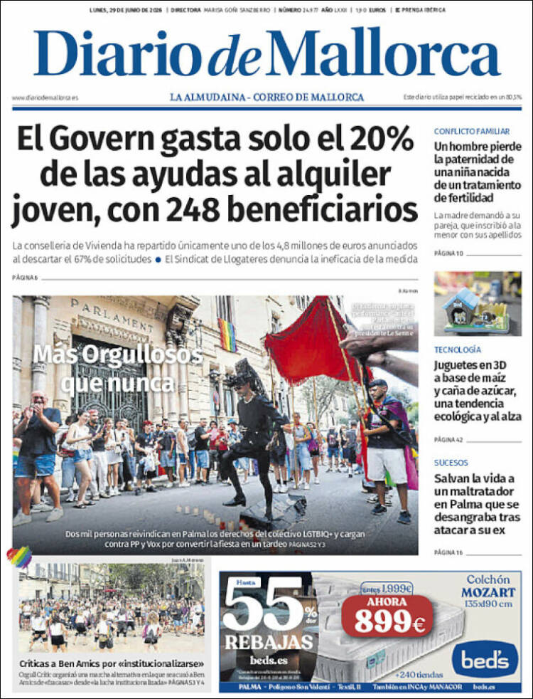 Portada de Diario de Mallorca (Espa&ntilde;a)