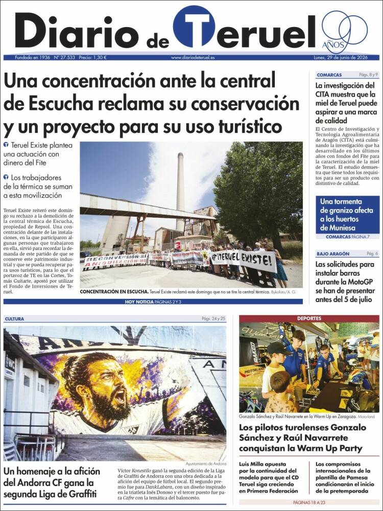 Portada de Diario de Teruel (Espa&ntilde;a)