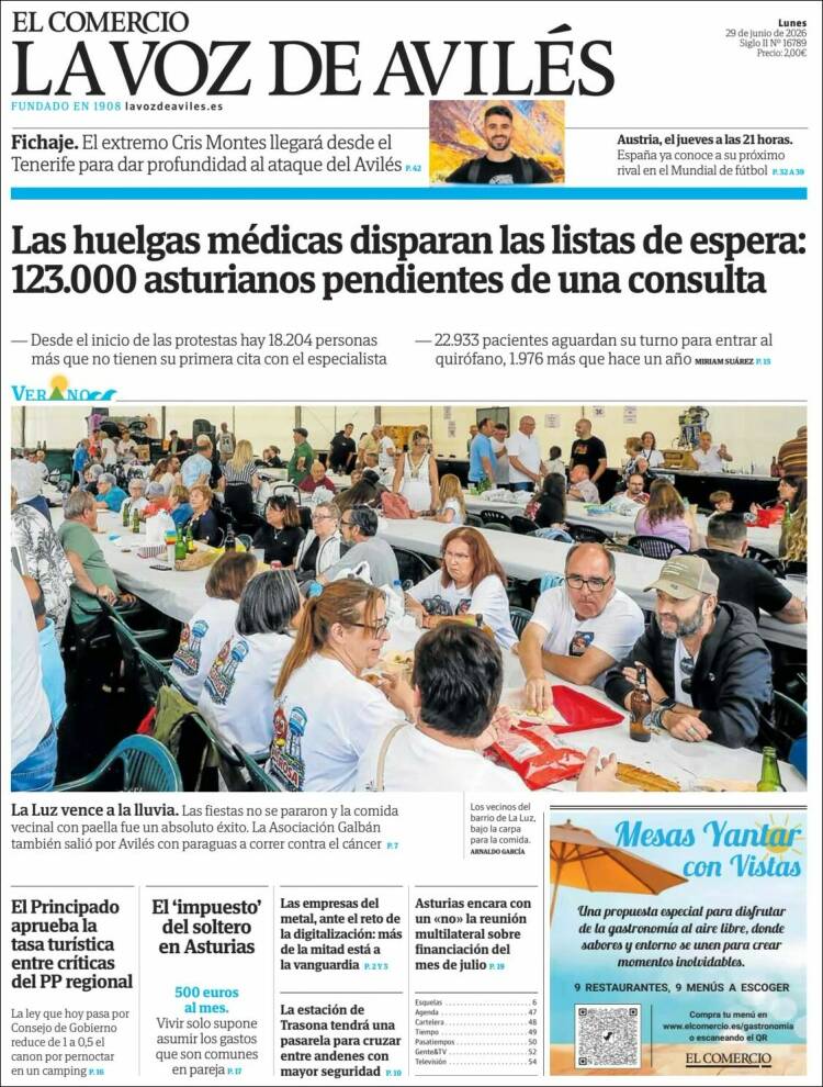 Portada de El Comercio - Avilés (Espa&ntilde;a)