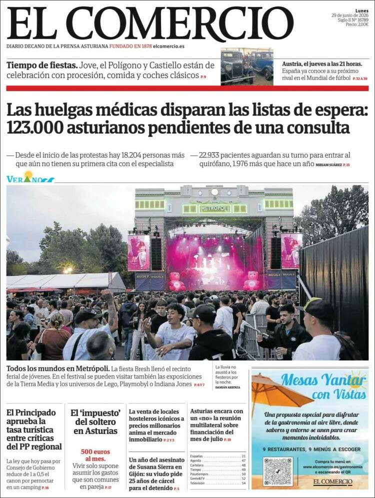 Portada de El Comercio - Gijón (Espa&ntilde;a)