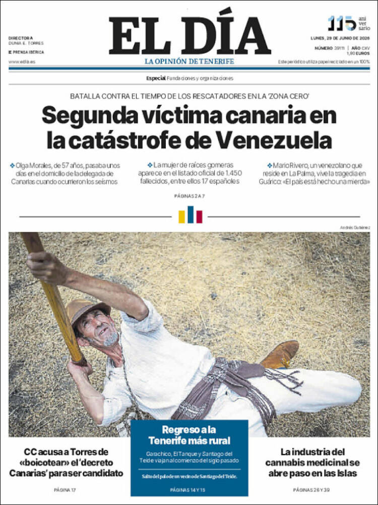Portada de El Día (Espa&ntilde;a)