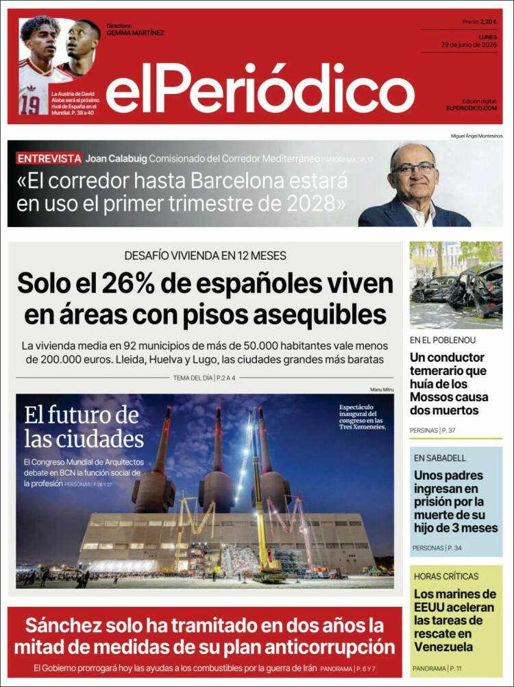 Portada de El Periódico (Espa&ntilde;a)