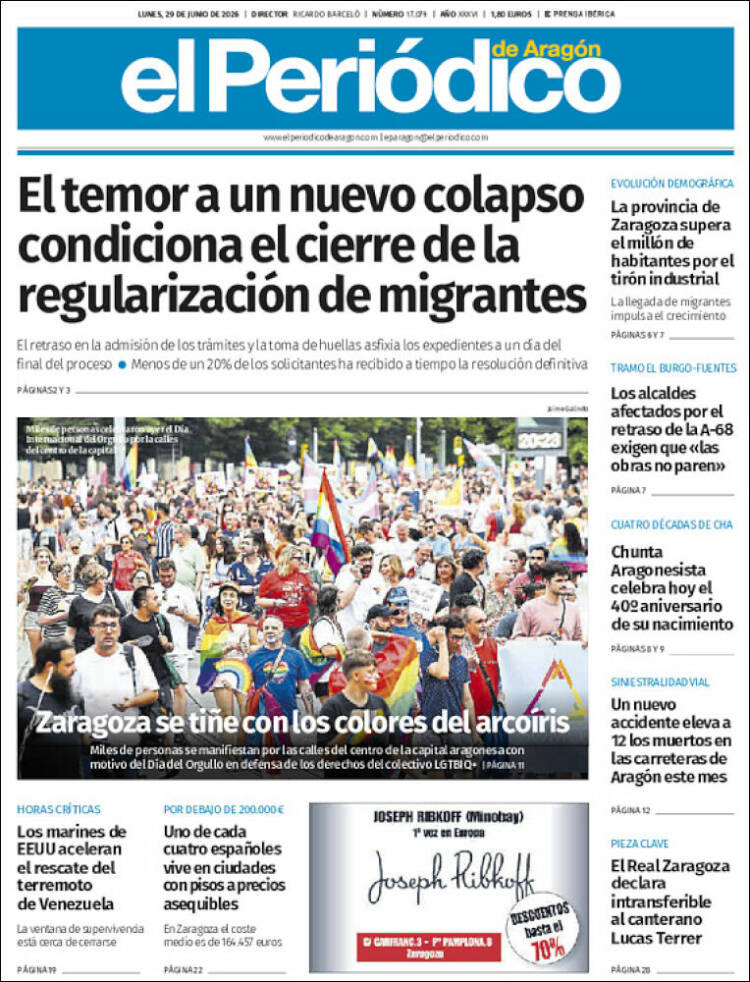 Portada de El Periódico de Aragón (Espa&ntilde;a)