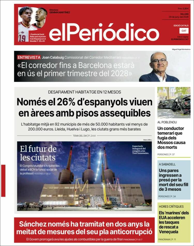 Portada de El Periódico de Catalunya (Espa&ntilde;a)