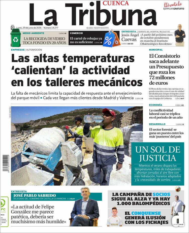 Portada de La Tribuna de Cuenca (Espa&ntilde;a)