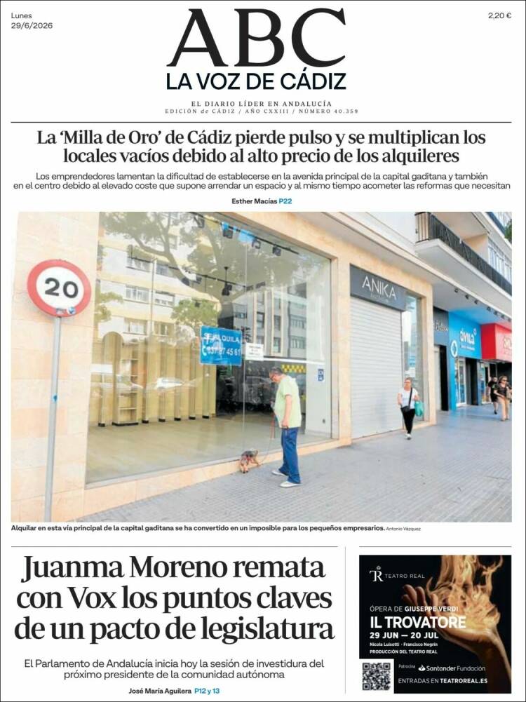 Portada de La Voz de Cádiz (Espa&ntilde;a)