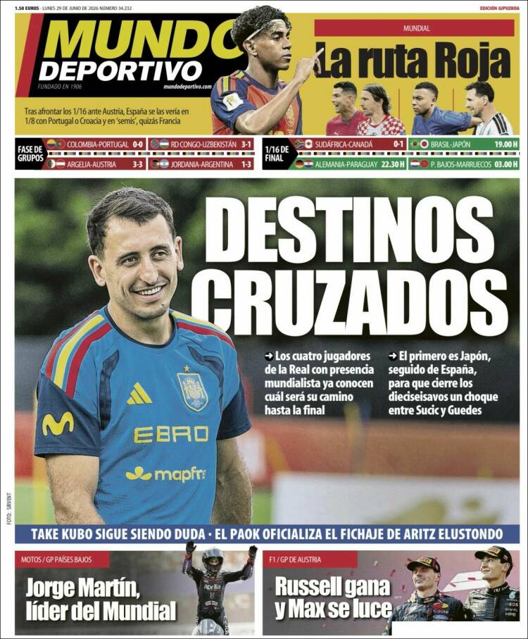Portada de Mundo Deportivo Gipuzkoa (Espa&ntilde;a)