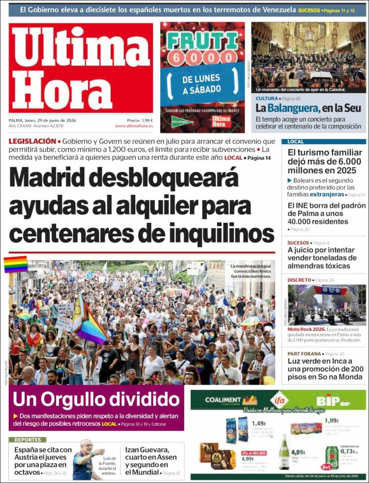 Portada de Última Hora (Espa&ntilde;a)