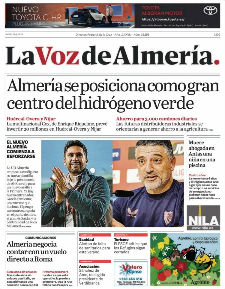 Portada de La Voz de Almería (Espa&ntilde;a)
