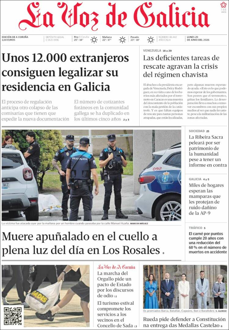Portada de La Voz de Galicia (Espa&ntilde;a)