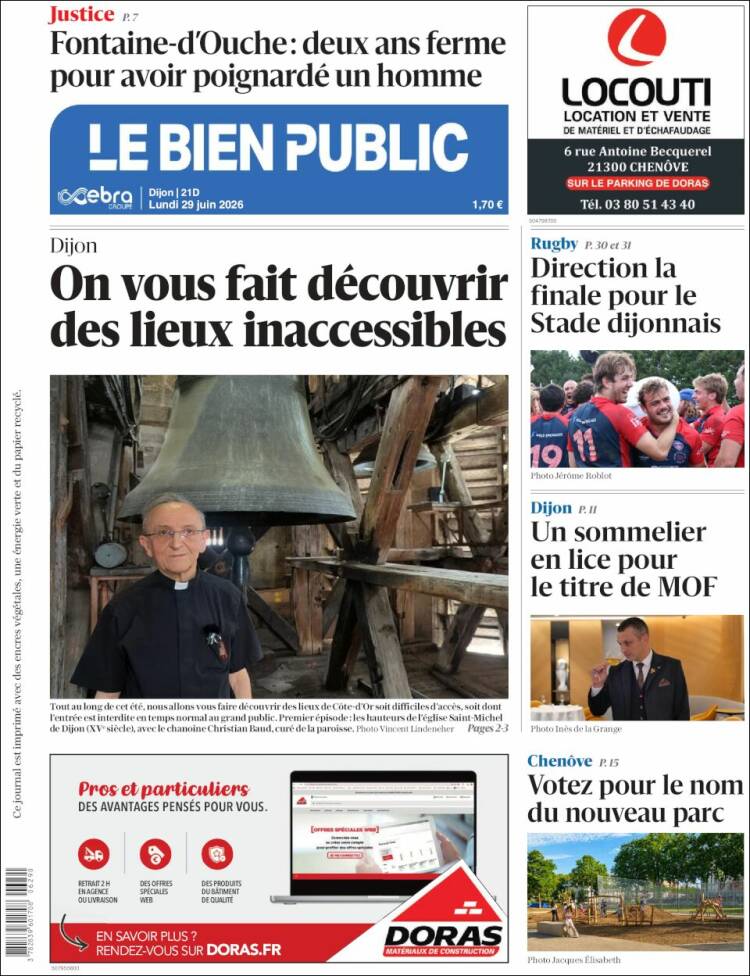 Portada de Le Bien Public (Francia)