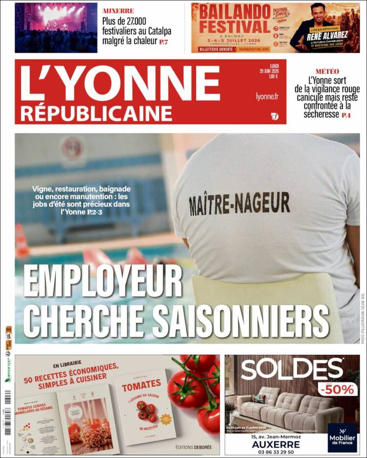 Portada de L'Yonne-Républicaine (Francia)