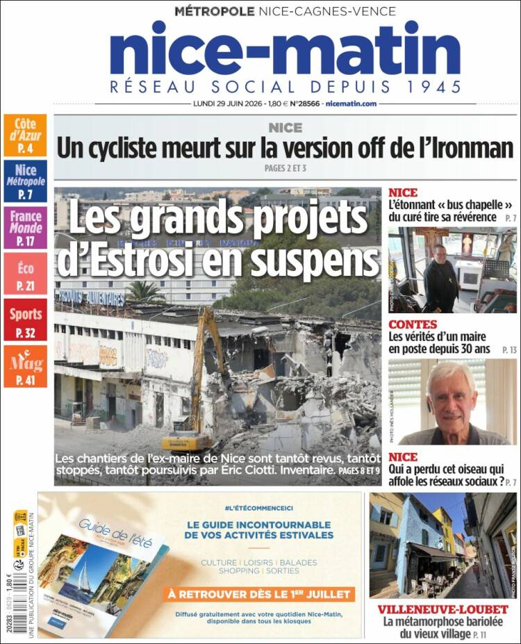 Portada de Nice-Matin (Francia)