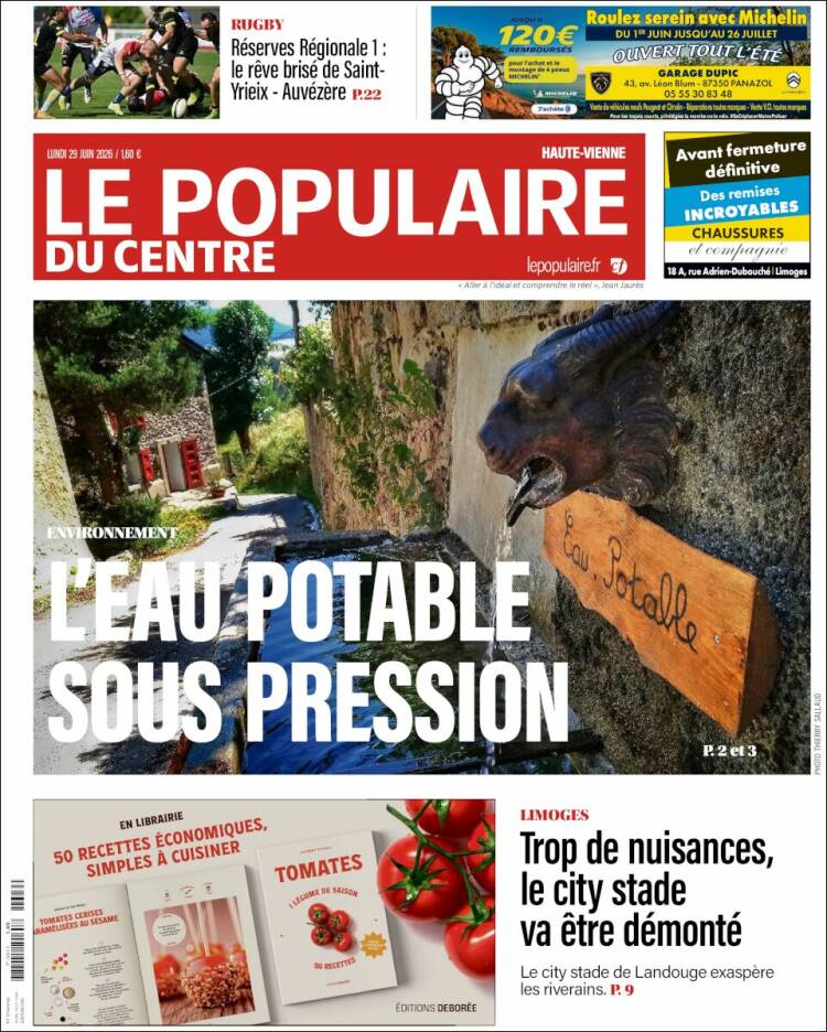 Portada de Le Populaire du Centre (Francia)