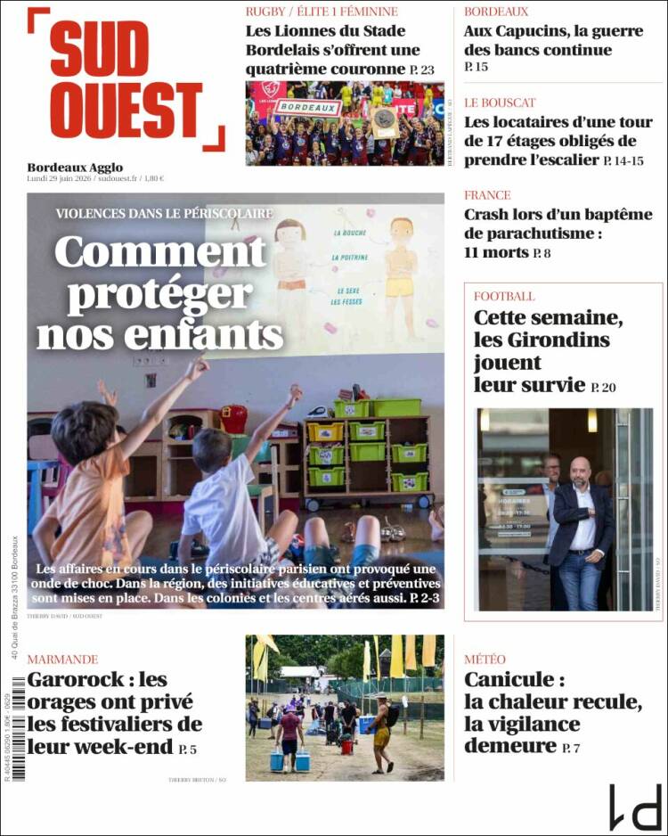Portada de Sud Ouest (Francia)