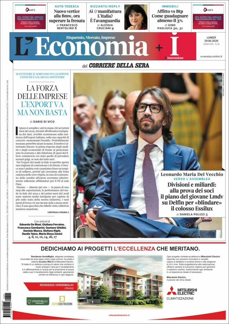 Portada de L'Economia (Italia)
