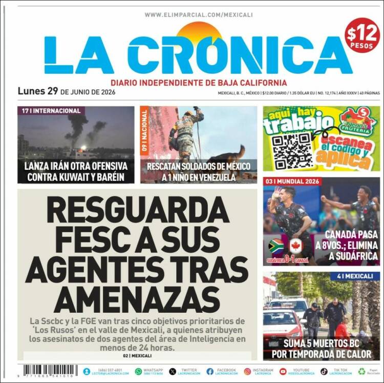 Portada de La Crónica de Baja California (M&eacute;xico)