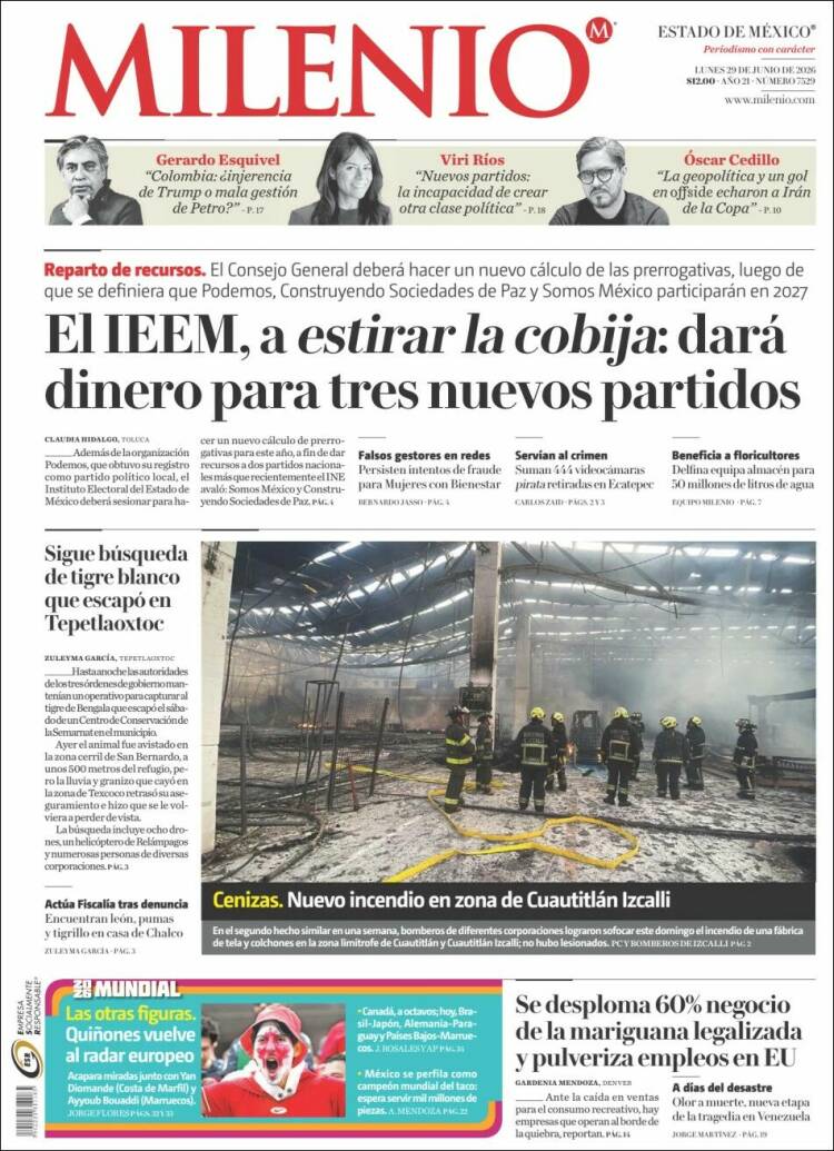 Portada de Milenio - Estado de México (M&eacute;xico)