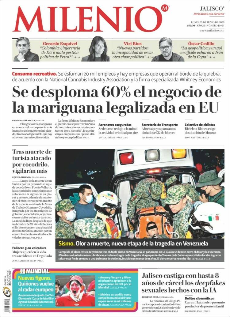 Portada de Milenio - Jalisco (M&eacute;xico)