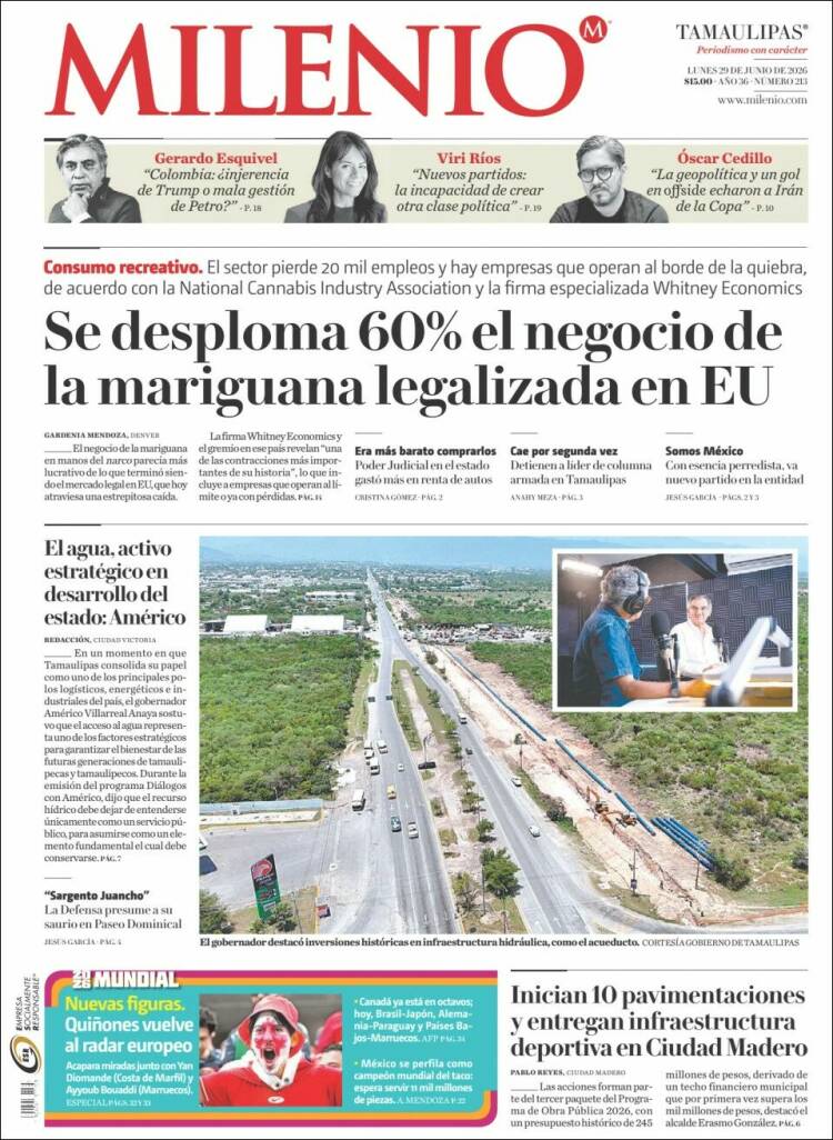 Portada de Milenio - Tamaulipas (M&eacute;xico)