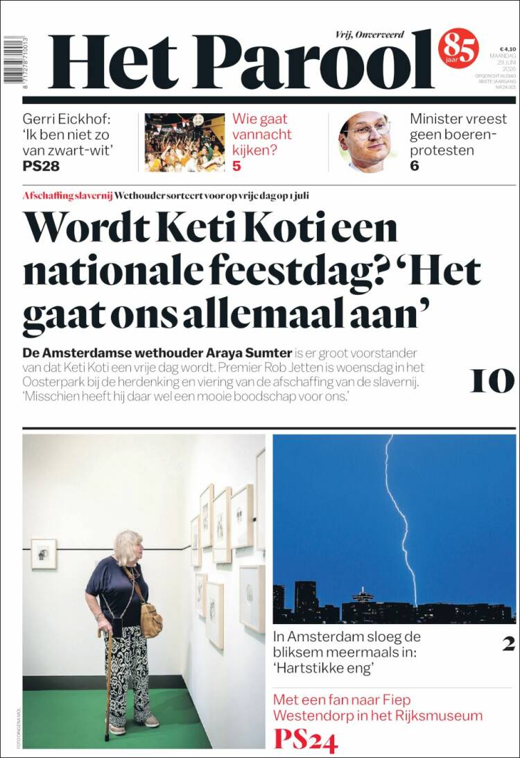 Portada de Het Parool (Pa&iacute;ses Bajos)