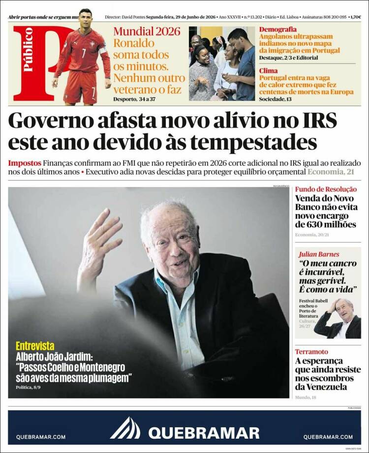Portada de Público (Portugal)