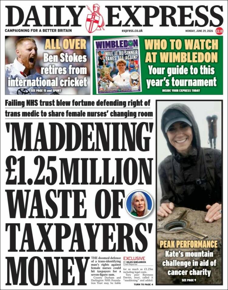 Portada de Daily Express (Reino Unido)