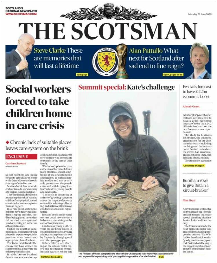 Portada de The Scotsman (Reino Unido)