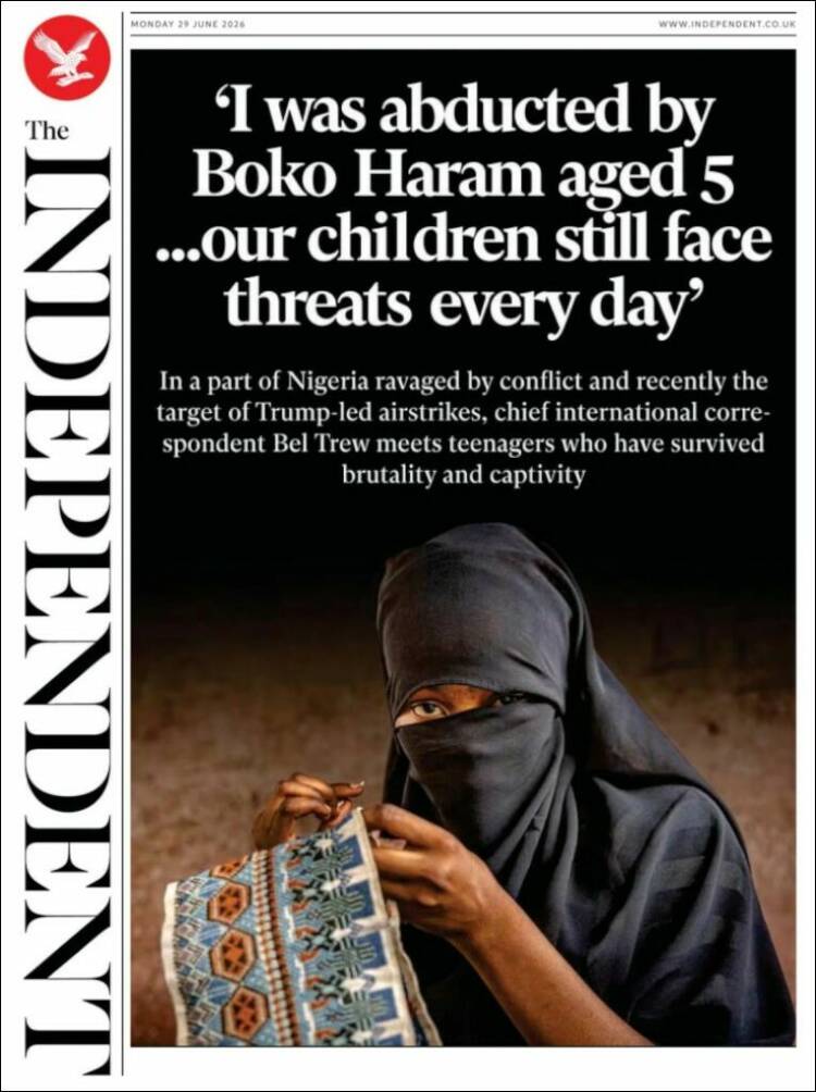 Portada de The Independent (Reino Unido)