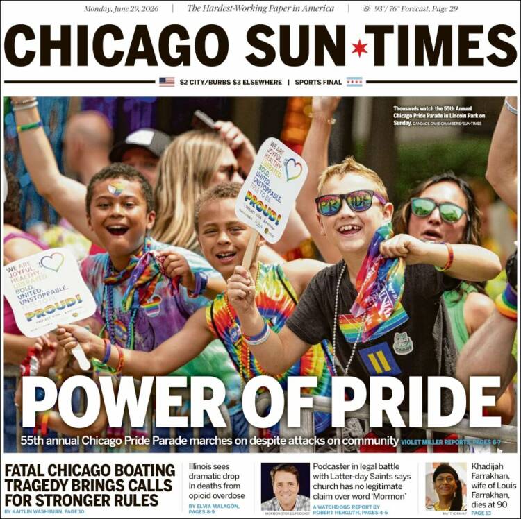 Portada de Chicago Sun-Times (USA)