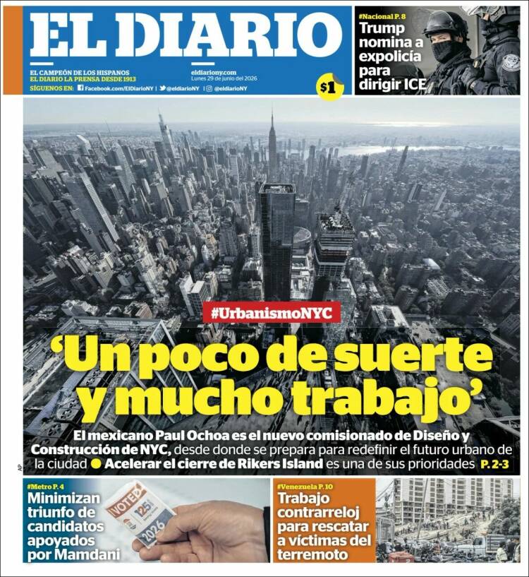 Portada de El Diario NY (USA)
