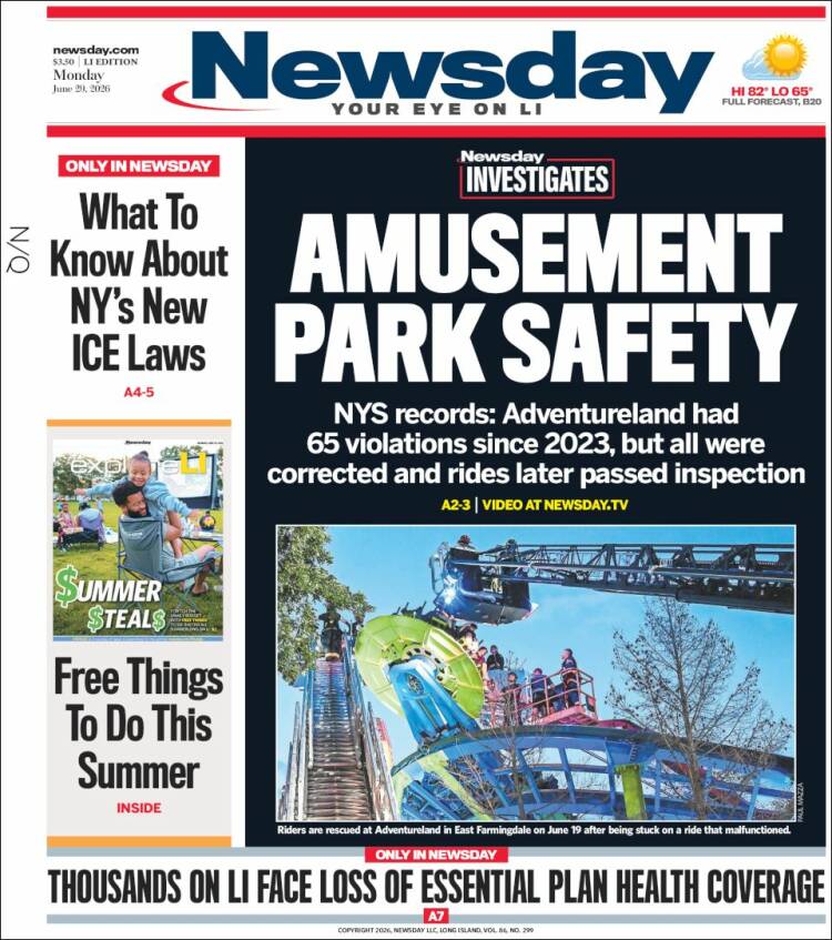Portada de Newsday (USA)