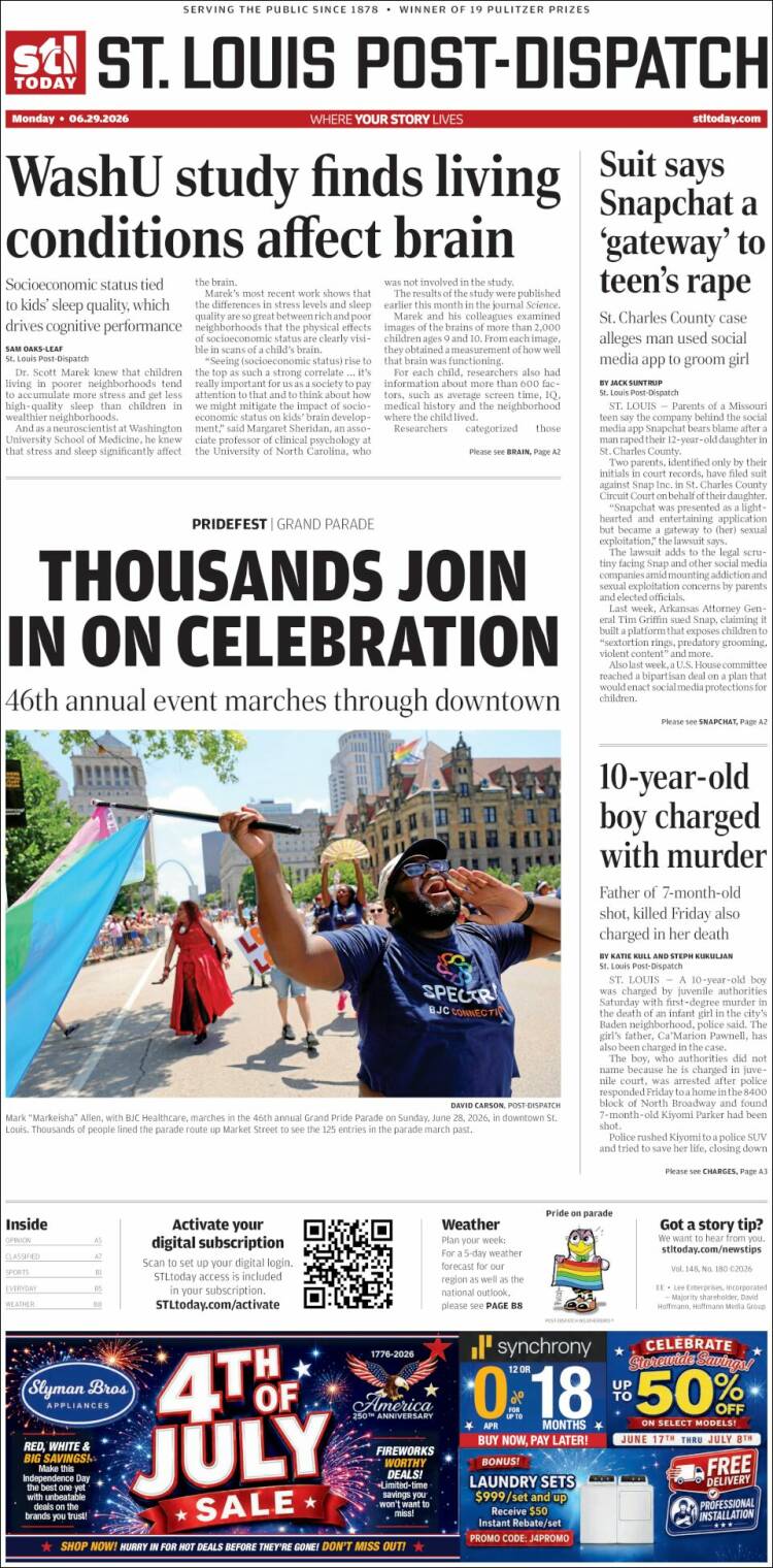 Portada de St. Louis Post-Dispatch (USA)