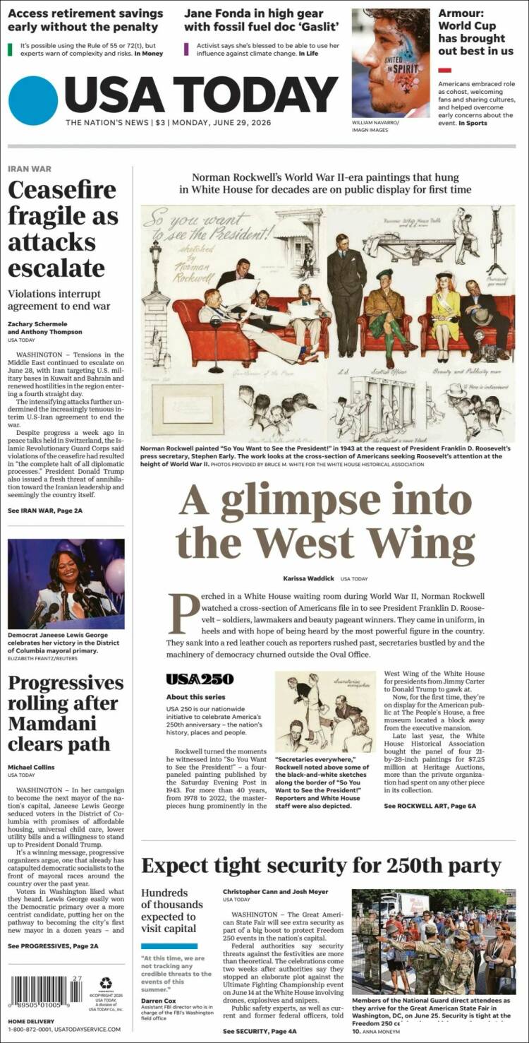 Portada de USA Today (USA)