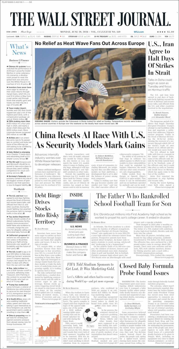 Portada de Wall Street Journal (USA)