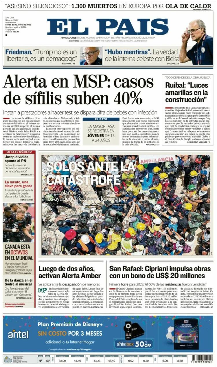 Portada de El País (Uruguay)