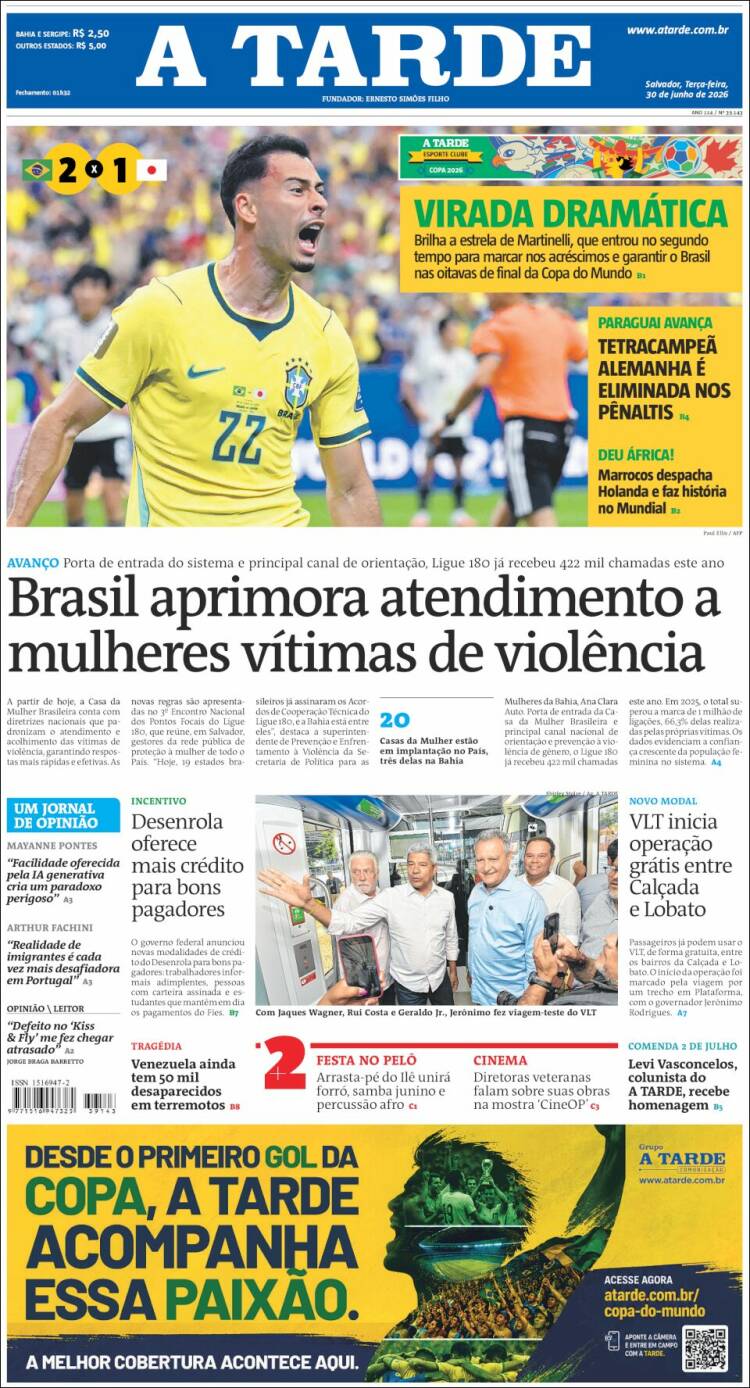 Portada de Diário A Tarde (Brasil)
