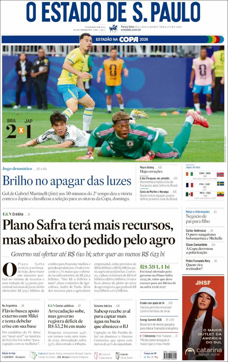 Portada de O Estado de São Paulo (Brasil)