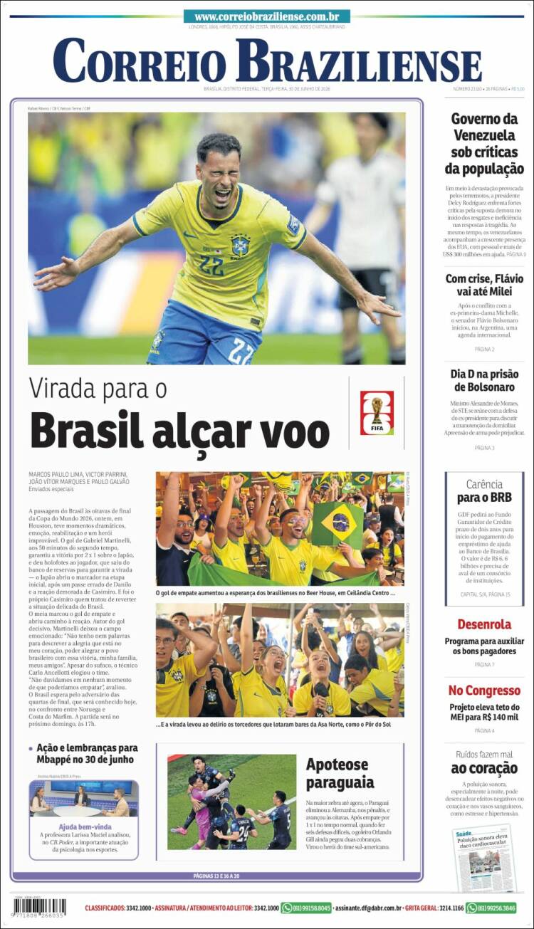 Portada de Correio Braziliense (Brasil)