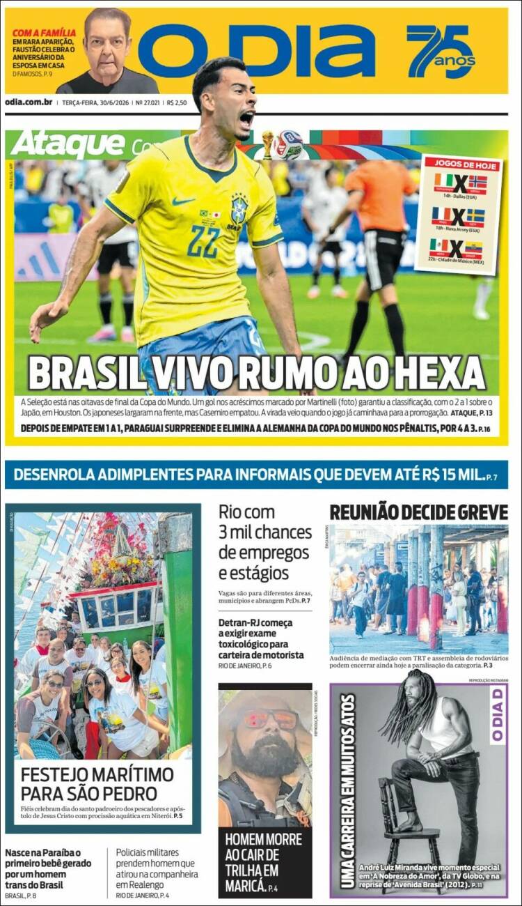 Portada de O Dia (Brasil)