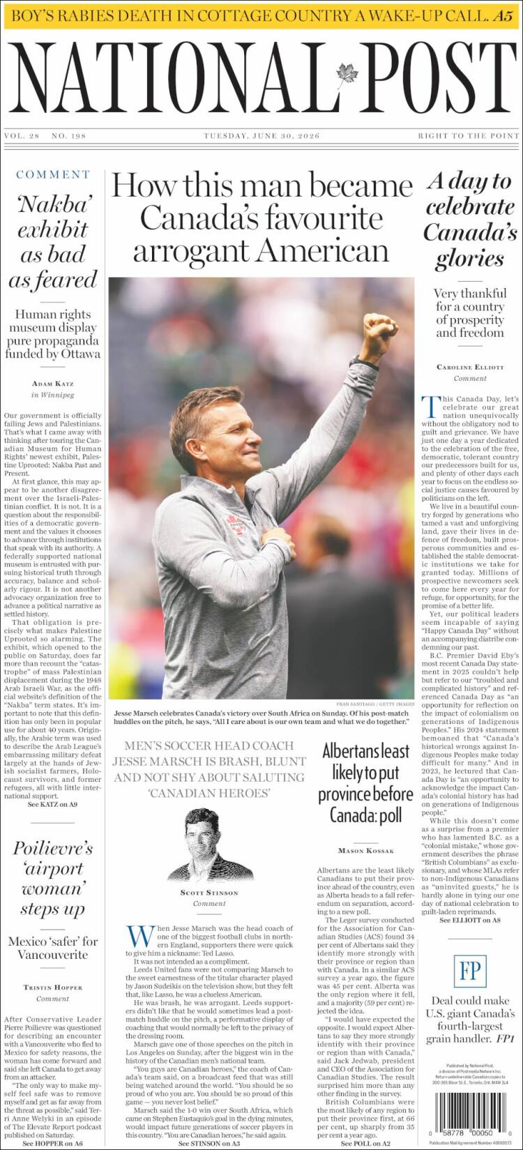 Portada de The National Post (Canad&aacute;)