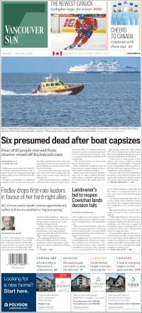 Portada de The Vancouver Sun (Canad&aacute;)